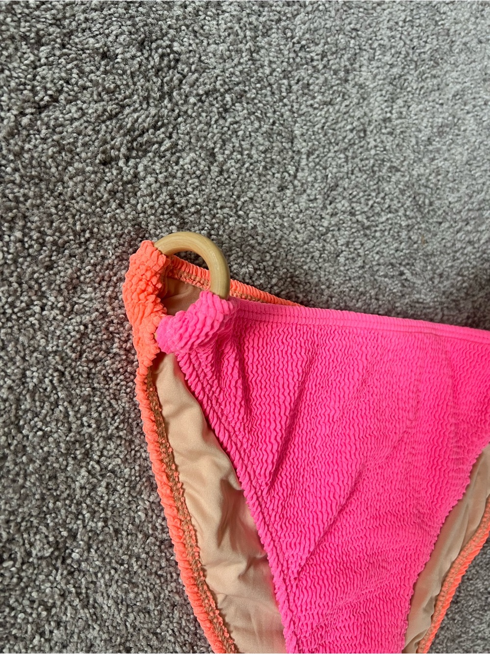 Pink & Coral Bikini Bottom with Ring Detail - Picture 5 of 9